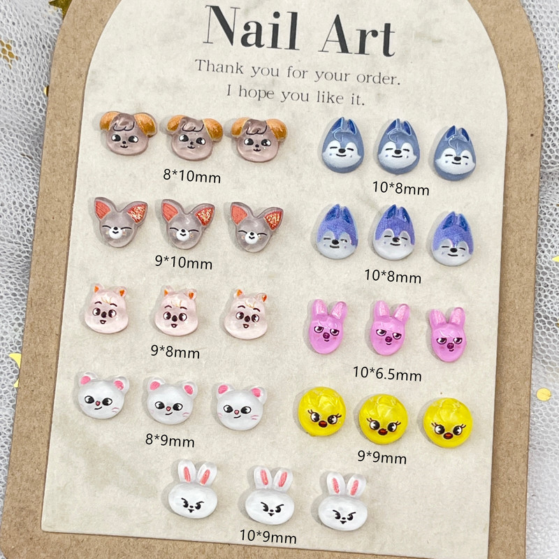 Cross-border Mini Cartoon Nail Art Accessories Cute Three-dimensional Fox Puppy Cartoon Cartoon Resin Diamond Armor Accessories
