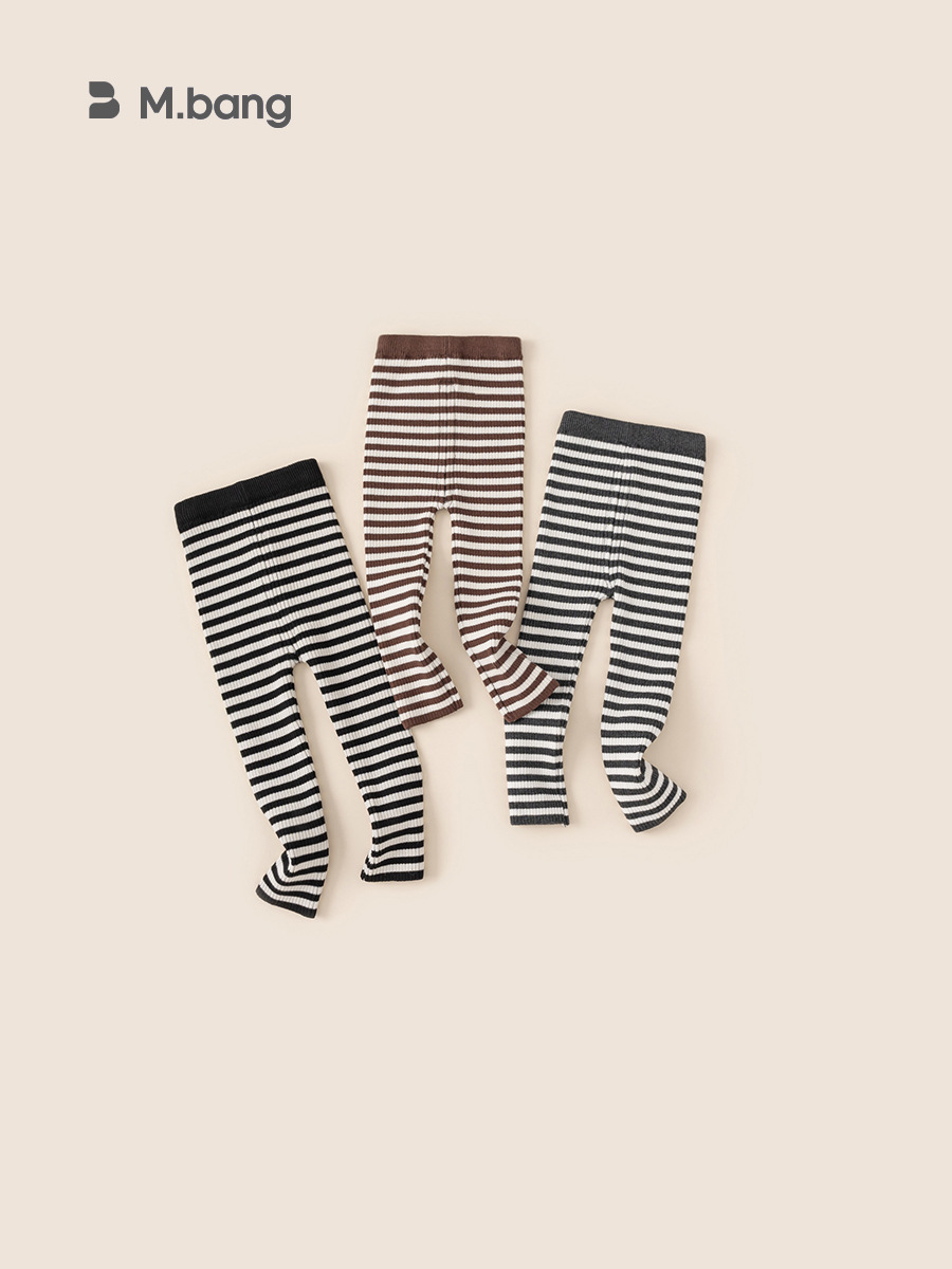 Youbao ropa para niños leggings a rayas para niñas 2024 otoño e invierno, pantalones largos de punto cálidos para niños, pantalones de todo fósforo para bebés femeninos