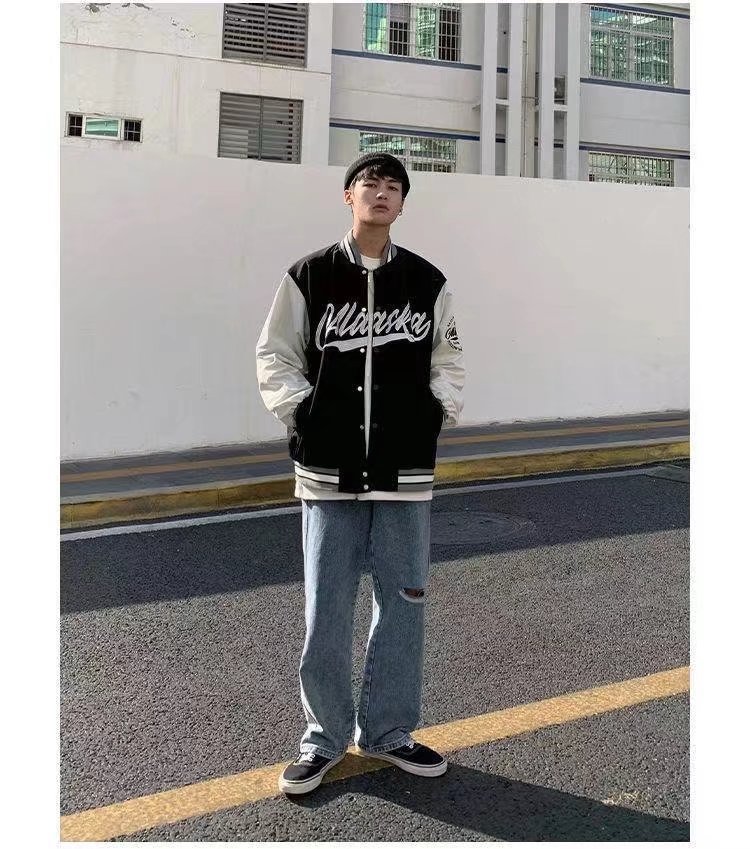Baseball-Trikot 2023 Frühling Amerikanische Modemarke Farbe passende Coup Lose Student Trend Casual Mantel Herren_voghion.com