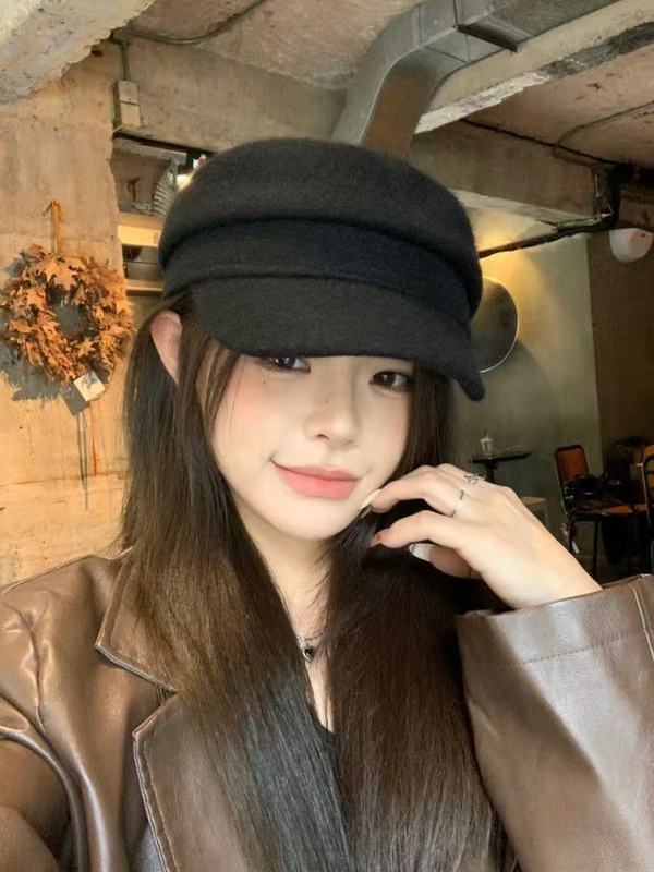 秋冬季百搭羊毛呢贝雷帽子女款韩版休闲气质鸭舌帽英伦复古画家帽|undefined