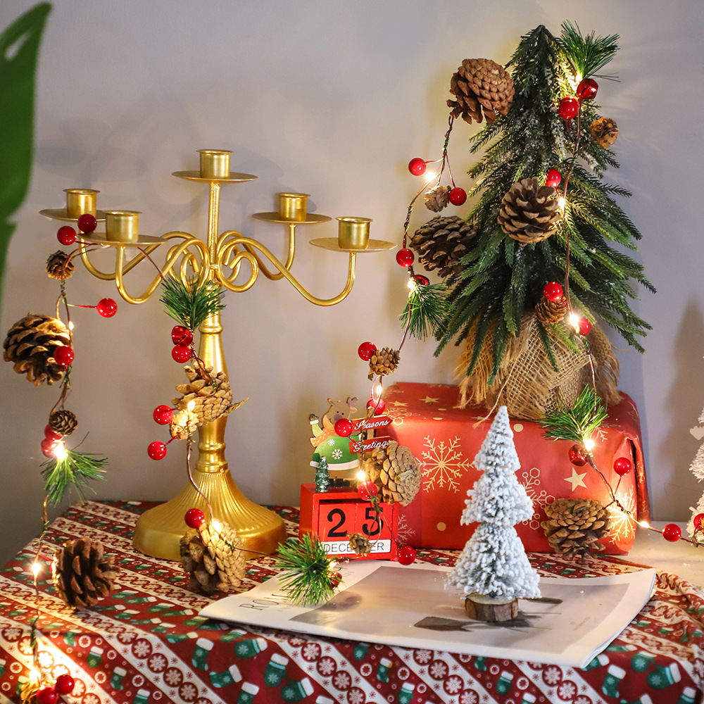 Nueva iluminación de Navidad LED cadena de lámparas de pino de Navidad campana pin cadena de lámparas de alambre de cobre decoración creativa decoración de luces de colores