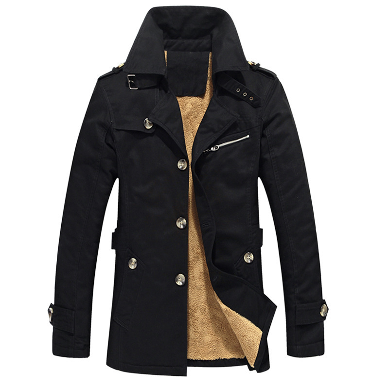 Men's Trench Coat 2026 Autumn and Winter New Style Men's Trench Coat with Fleece Men's Coat British Style Trench Coat Wholesale Trendy