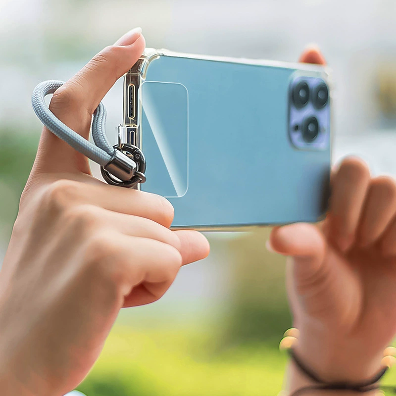 Завод в наличии Толстый ремешок для мобильного телефона толщиной 5 мм, короткая полиэфирная кольцевая веревка с прозрачной наклейкой на заднюю часть мобильного телефона