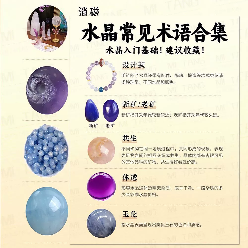 Enlarged version] 36 crystal common terminology stickers, crystal circle jargon code knowledge, popular science decoration notebook