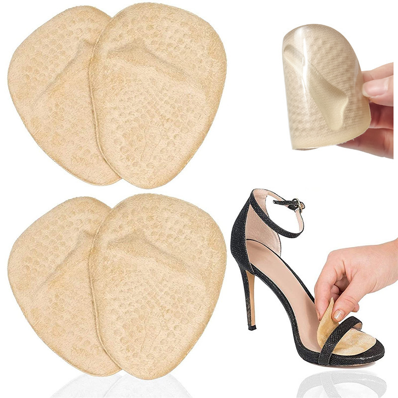 Front Half Silicone Forefoot Pads, Anti-Wear Half-Size Heel Lifts, Textured & Thickened GEL Footbeds for Pain Relief