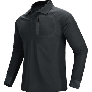 Cross-border long-sleeved T-shirt men's youth lapel solid color polo shirt Men's European and American autumn casual men's polo shirt