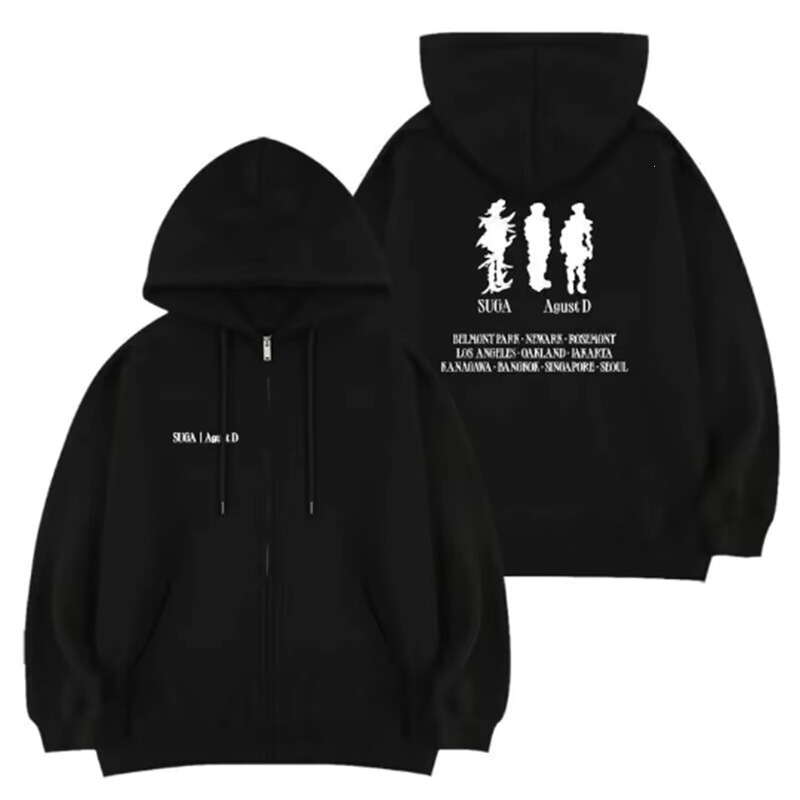 Kpop August D-day American solo tour hooded cardigan long-sleeve diamond coat summer millennium bug oversized Kpop August D-day American solo tour hooded cardigan long-sleeve diamond coat summer millennium bug oversized