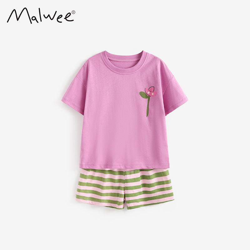 Malwee transfronterizo fuente fábrica de ropa infantil simple dos piezas de estilo europeo y americano de verano nuevo conjunto de niños