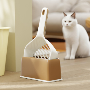 Contrast Color Cat Litter Scoop with Base Simple Set Cat Litter Scoop Can Be Hung Design Cat and Dog Cleaning Supplies Cross-Border