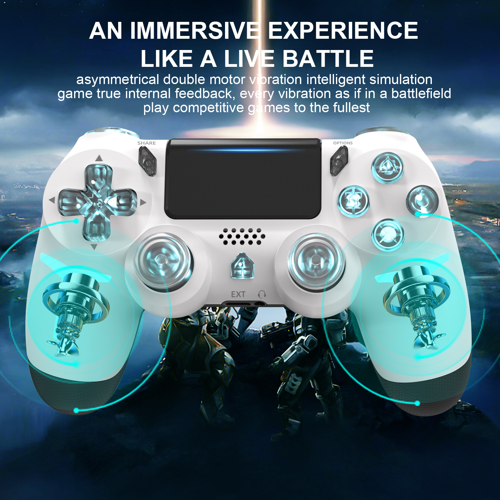 Fabricante PS4 inalámbrico bluetooth mano de luz RGB vibración PS4 / PC PC Steam doble mano de juego de línea