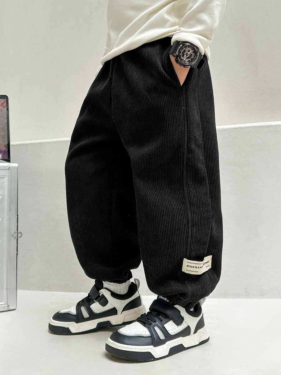 Zuoxi Kidsren's Clothing Boys' Velvet Pants Spring & Fall Casual Pants 2025 New Kidsren's All-In-One Velvet Corduroy Pants
