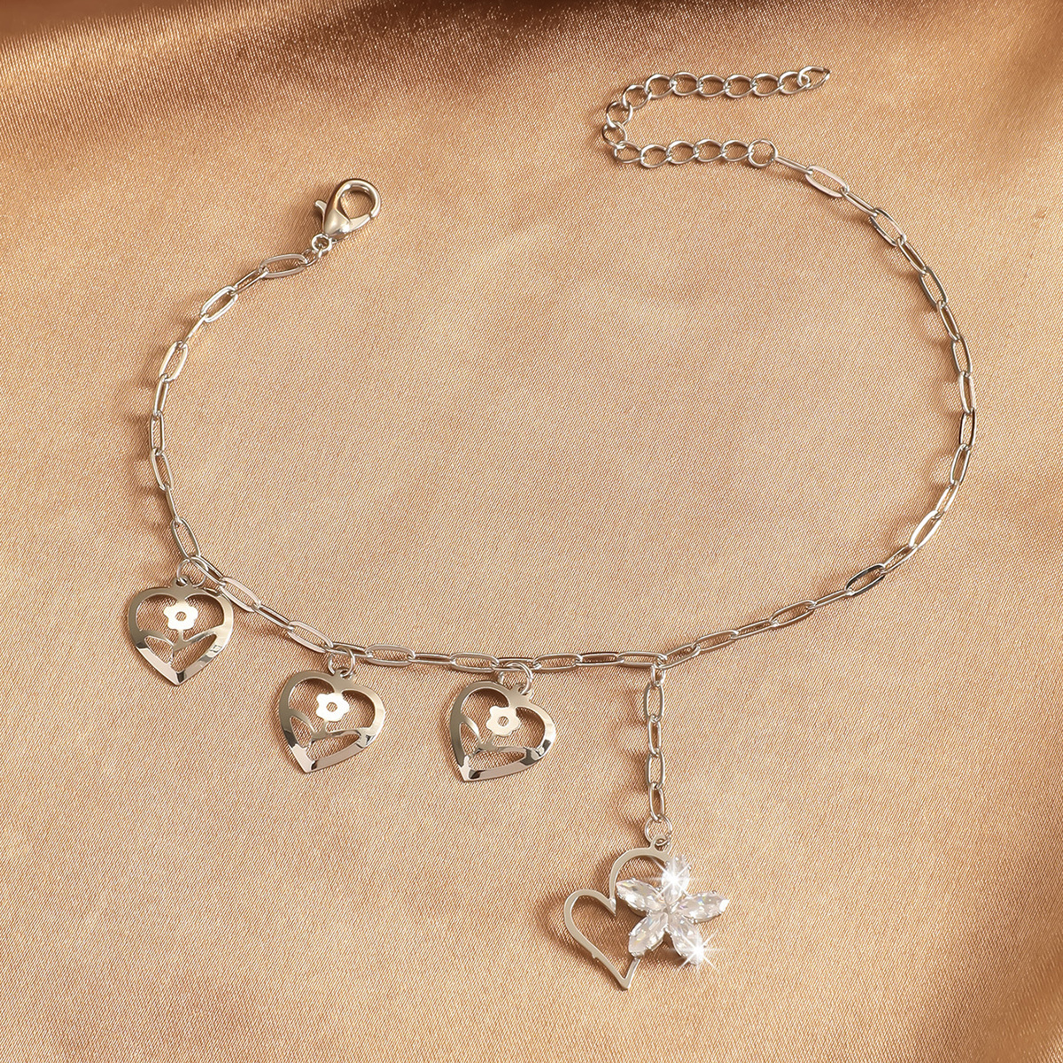 Luz de lujo alto cobre zircon playa pie de hoja decoración estilo nacional de estilo russo simple de mujer pequeña hoja de pie chaîne de mujer