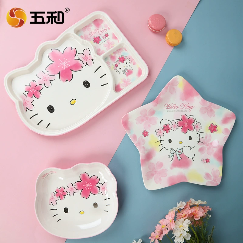 Hello kitty, посуда, качественная мультяшная тарелка для кормления