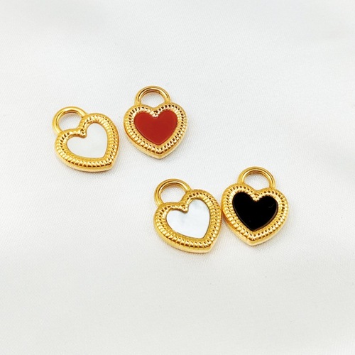 Niche 18K Gold Titanium Steel Pendant with White Pearls Double Heart Diamond Sugar Sakura Pendant DIY Jewelry Accessory