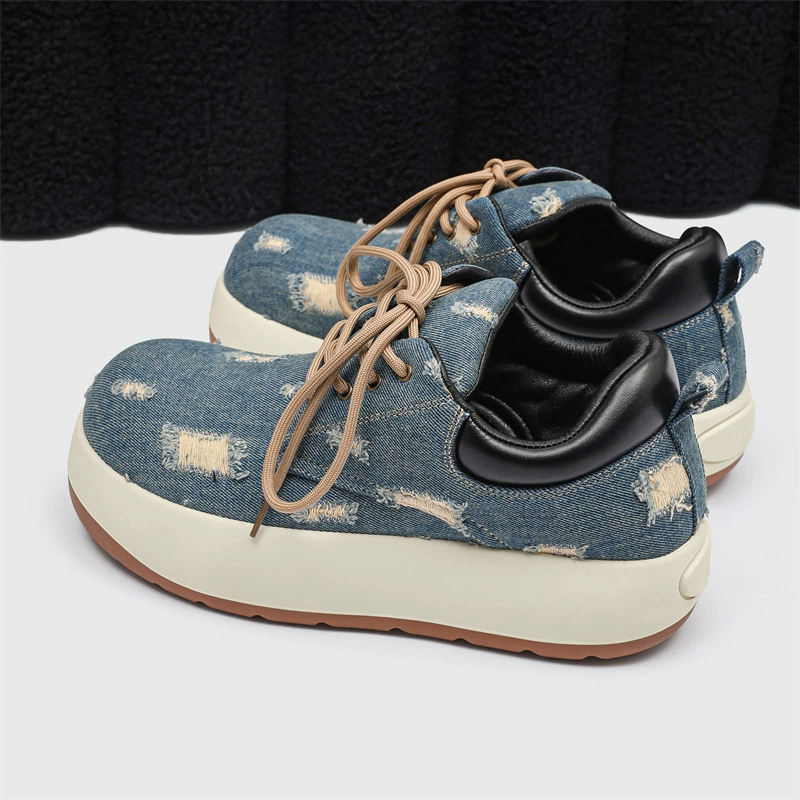 Гадкий милый Q версия джинсовой ткани Martin сапоги мужской тренд ретро японский толстый сапог