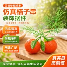 仿真桔子串模型 塑料假水果砂糖橘桔带叶子橘子装饰摆件拍照道具