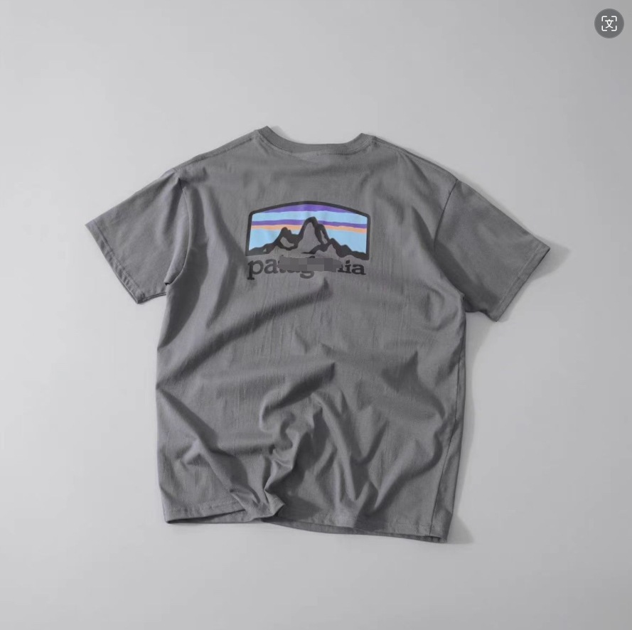 Comercio exterior verano montaña impresión casual suelta cuello redondo camiseta de manga corta hombres y mujeres parejas