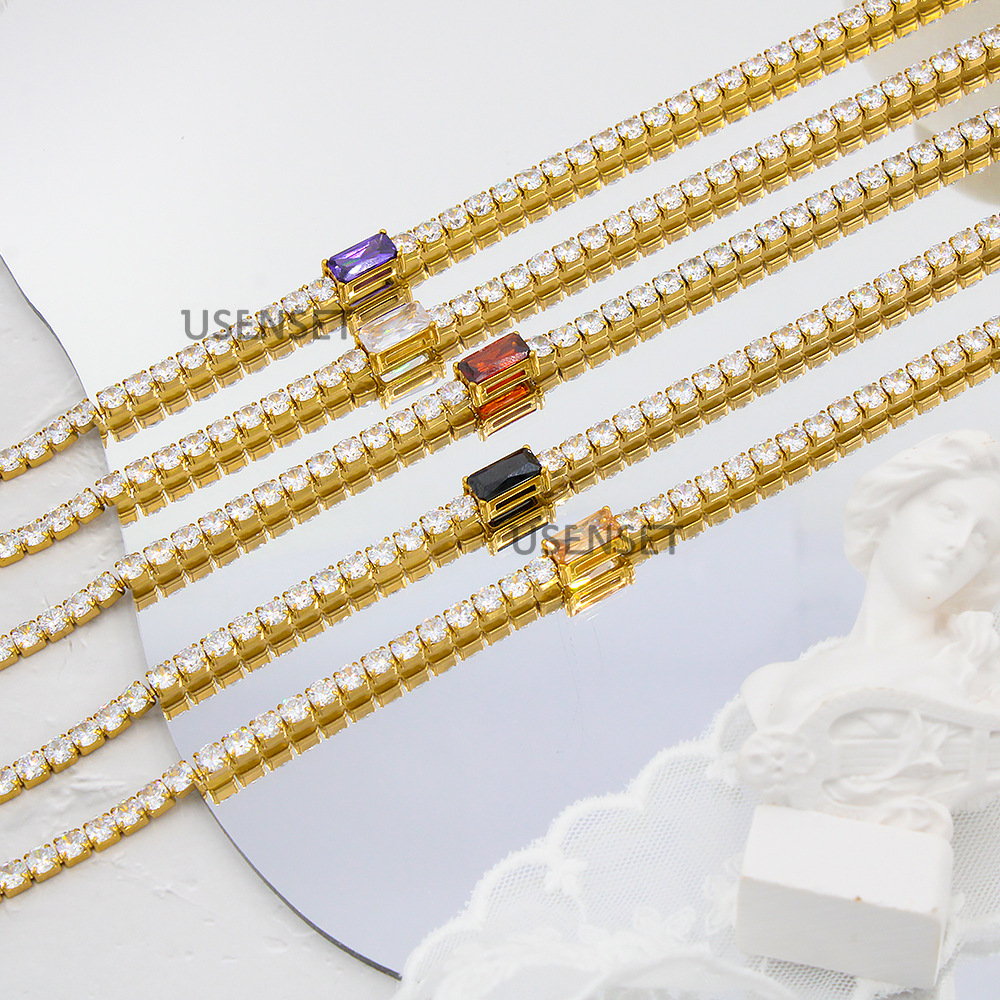 Sweet Heart Shape Titanium Steel Gold Plated Zircon Necklace 1 Piece