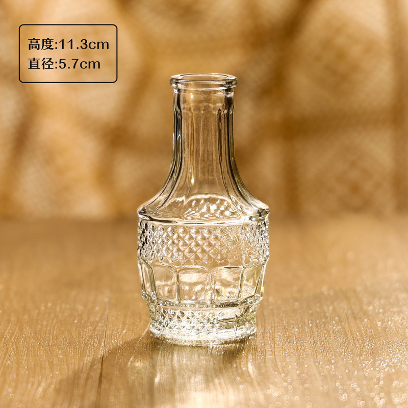 亚马逊同款迷你玻璃花瓶 ins风透明摆件插花中古高级感小花瓶套装|undefined