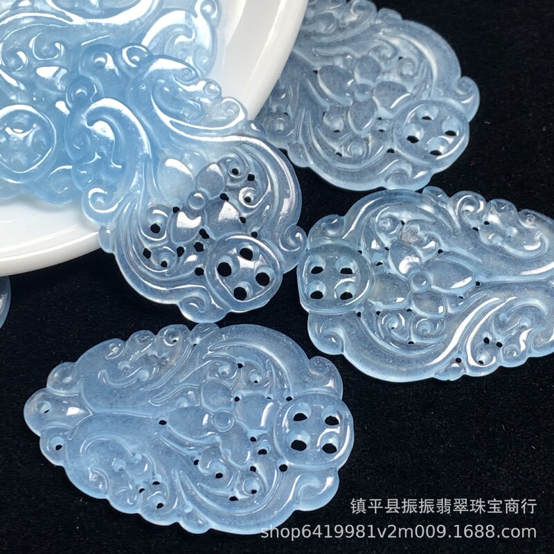 Aquamarine Money Flower Flower Earrings Wholesale DIY Jade Jewelry Jade Accessories Pendants Loose Pieces Jade Jewelry