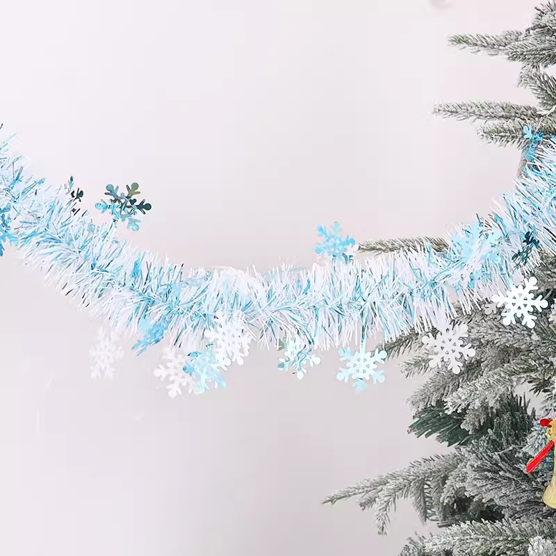 Transfronteriza decoración de Navidad copo de nieve rayas de color actividades de vacaciones centro comercial aula suministros de diseño Garland cinta de color rayas de lana