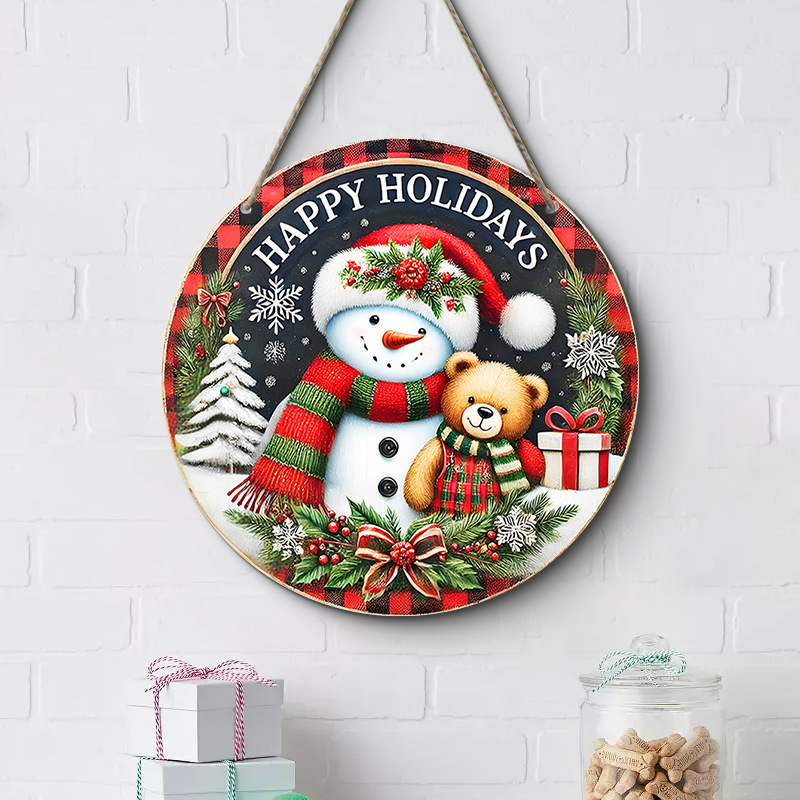 在庫ありクリスマスクリエイティブ吊り下げ装飾品木製工芸品ラウンドドアサイン木製タグシリーズ装飾ペンダント|undefined
