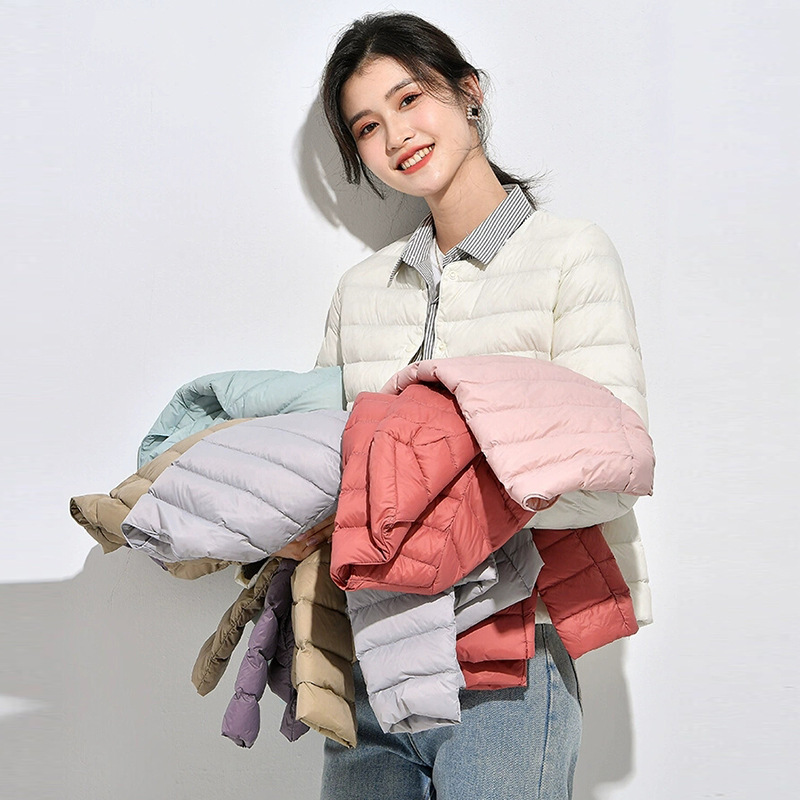 Cross-Border 2025 New Lightweight down Jacket for Women, Short Style, Can Be Worn Inside or Outside, Women's Liner, Collarless, Lightweight Casual Top