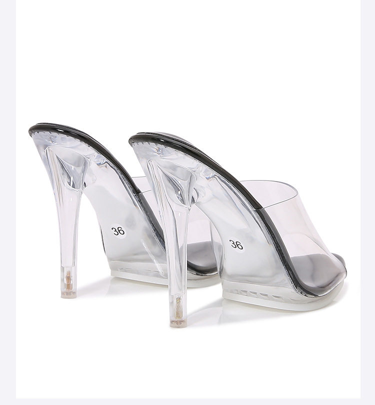 Dép sandal cao gót nhọn quai trong suốt mũi hở phong cách tiên nữ — Màu bạc, Màu trắng, Màu đen, Màu đỏ chi tiết 30