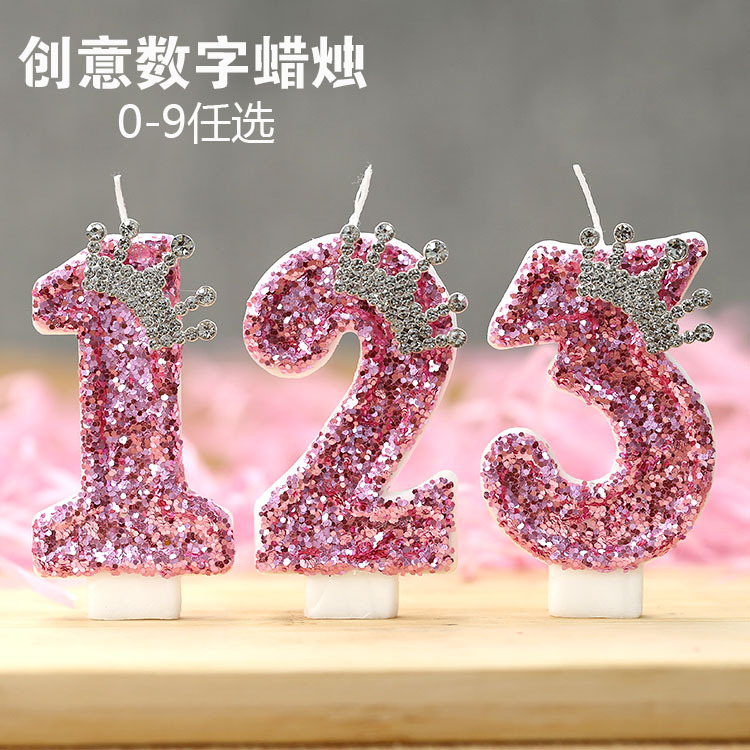 Nuevo cumpleaños vela digital corona princesa rosa pastel creativo vela transfronteriza e-commerce AliExpress vela dedicada
