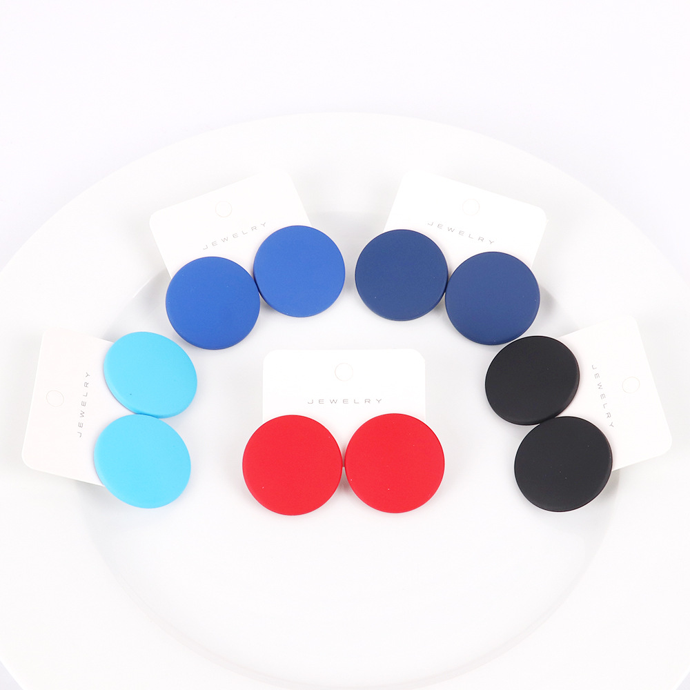 Earrings, Ear Studs Classification 1 Pair Exaggerated Simple Style Round Colorful Acrylic Women'S Earrings Ear Studs
