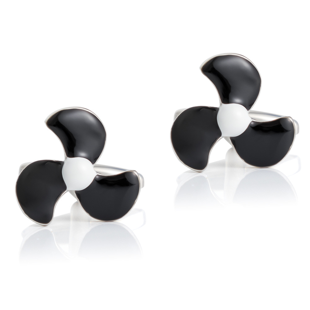 Black Fan Cufflinks, Hot Selling for Overseas Trade Men's French Style Shirt Cufflinks Wholesale