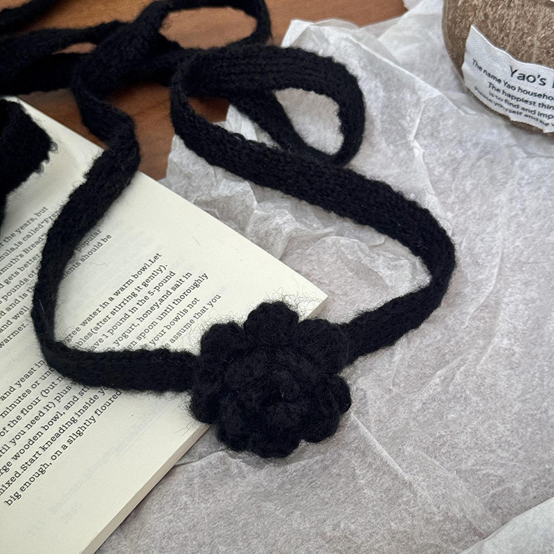 Nicho coreano estereoscópico rosa pura bufandas de gancho de flores chicas calientes de moda con bufandas delgadas y largas