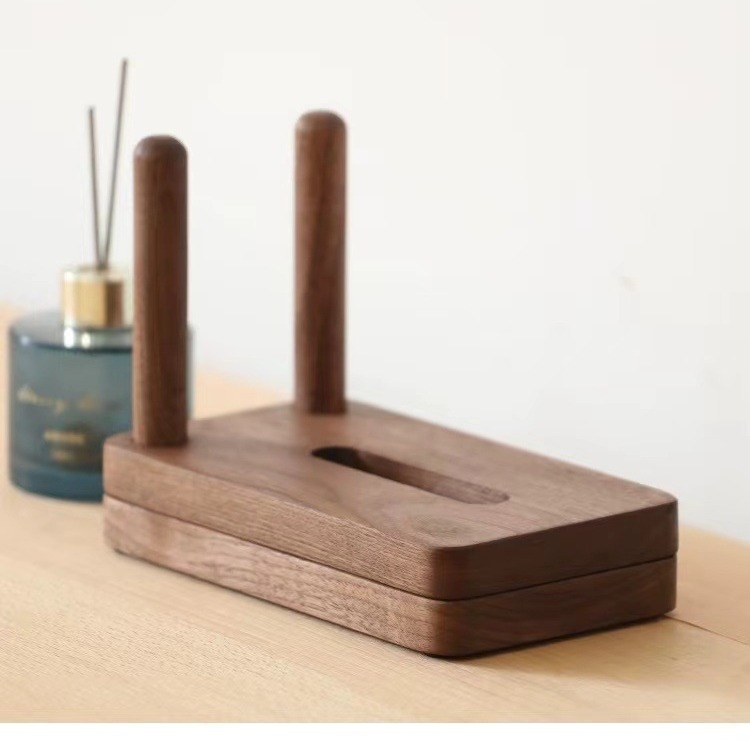 Nogal negro, haya, madera maciza, caja de pañuelos de lujo ligero, sala de estar, dormitorio, hogar, hotel, caja de dibujo, caja de papel simple de madera