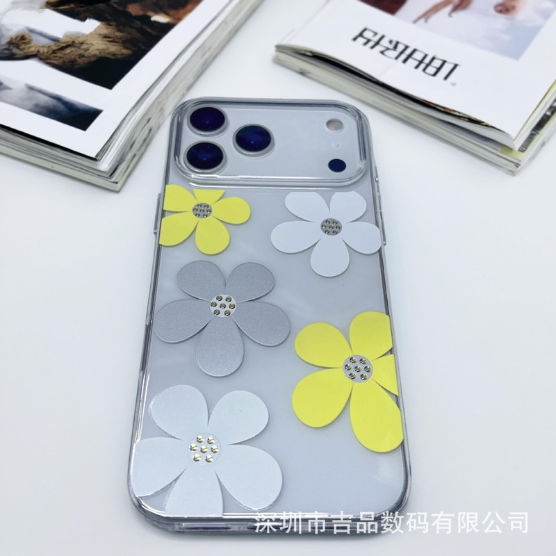 韩风女款花影适用iPhone17promax花朵手机壳苹果17Pro保护套高端|undefined