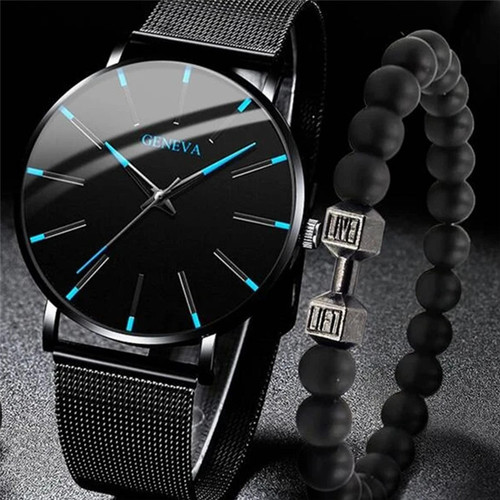 Cross-border best-selling item Men's watch Business watch Ultra-thin mesh band High-end quartz watch bracelet set
