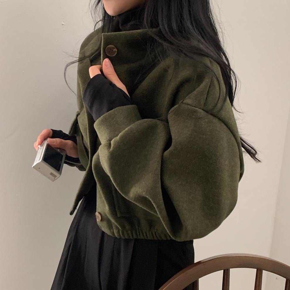 Women's Simple Style Streetwear Solid Color Zipper Coat Woolen Coat display picture 12