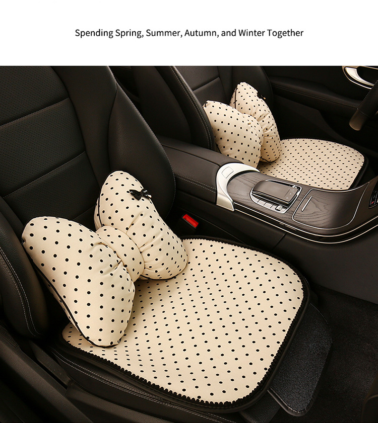 Car Seat Cushion Four Seasons Universal Cute Polka Dot Backrest Seat Cover