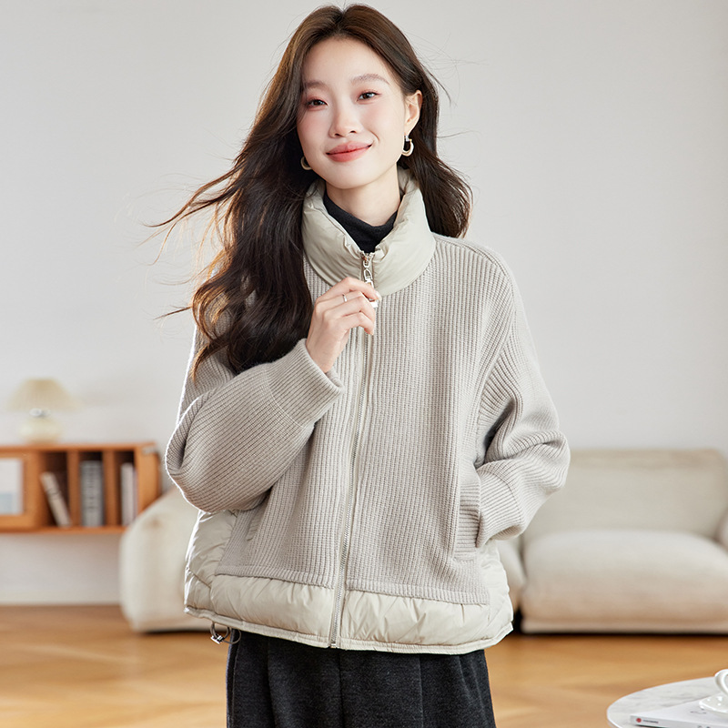 2025年新款秋冬拼接女士保暖棉服加厚宽松时尚气质时髦开衫外套女