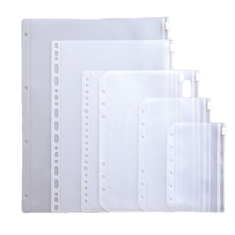 Multi-especificación A6 de hojas sueltas Notebook bolsa de lazo A5 Bill Hand Book bolsa de la cremallera de almacenamiento de PVC A4 bolsa de archivos