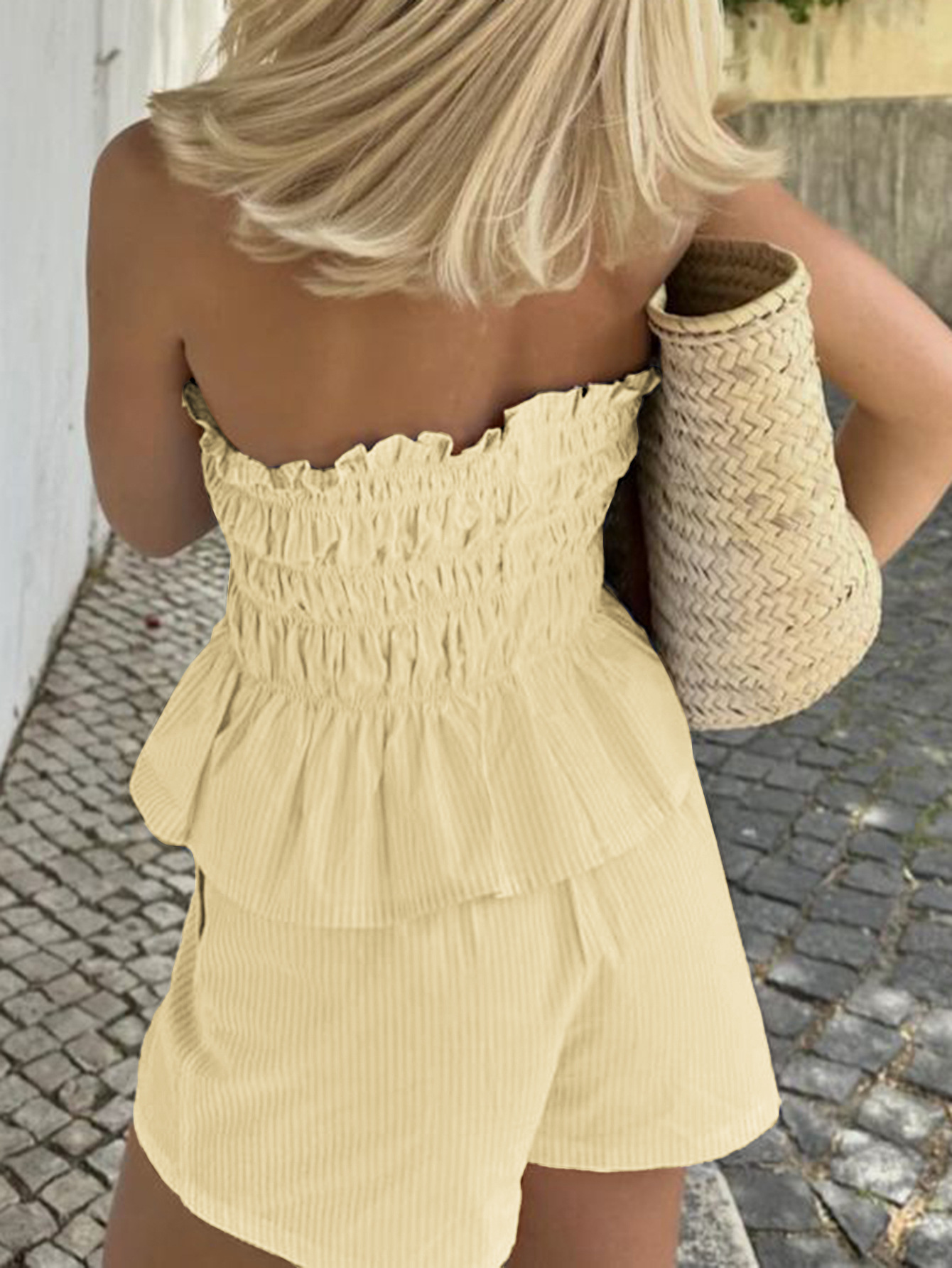 200g Weight Sleeveless Sleeve Length Polyester, Viscose fiber Fabric Type Shorts Co-ord Set Sets Type 2 Pieces Set Quantity Daily Occasion Strapless Neckline Slim Fit Type Stripe Pattern Summer Season Women's Gender Casual Style Daily Women's Casual Stripe Polyester Viscose Fiber Shorts Co-ord Set Shorts Sets 6