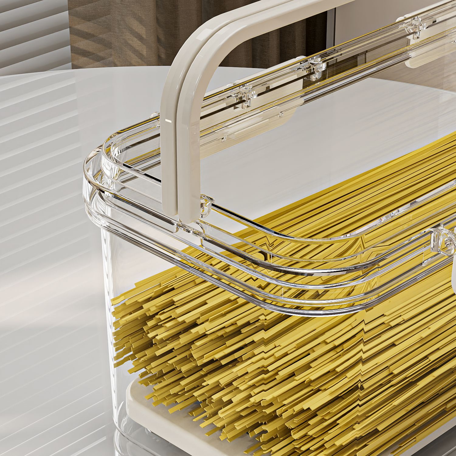 Caja de almacenamiento de fideos rectangulares Caja de almacenamiento de fideos refrigerador de plástico con cubierta Caja de sellado de fideos colgantes de alimentos de cocina image 4