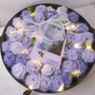 新款梦幻渐变玫瑰花毯 diy手工编织毛线花束毯子成品送女友礼物用|undefined