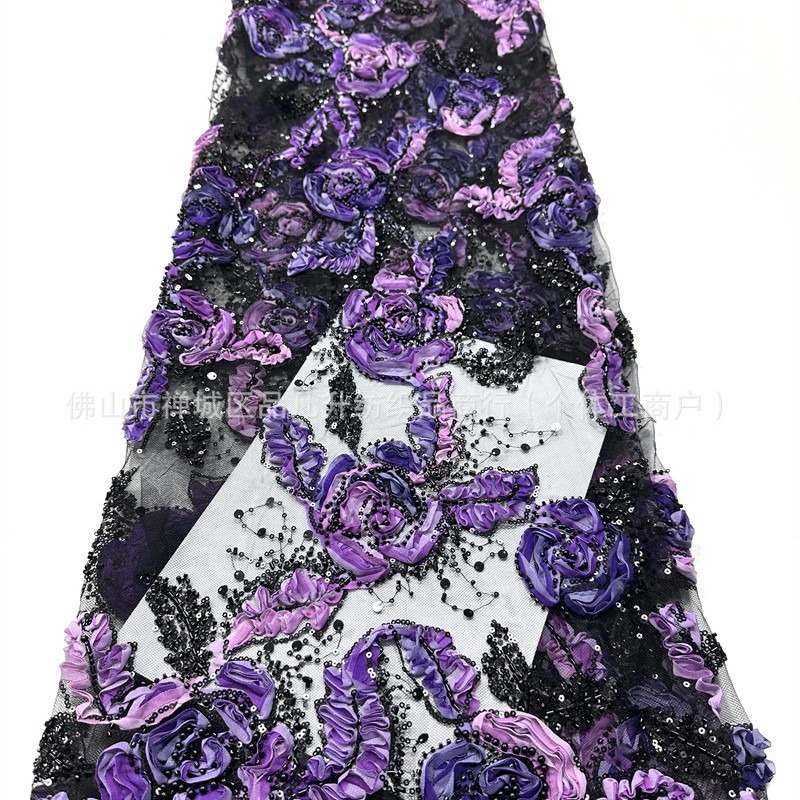 Moda francesa retrógrada de ancho lleno con tela de encaje bridal sequins lace fabric