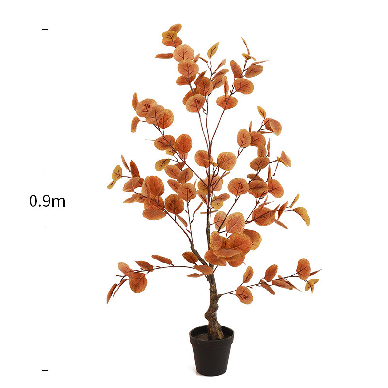 模擬緑の植物ユーカリ鉢植え家庭用床置き装飾品人工植物マネーリーフ盆栽装飾造花|undefined