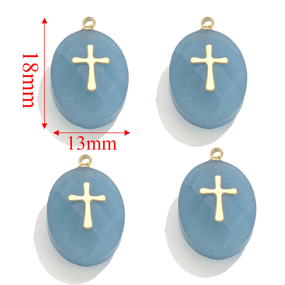 Europa y América Piedra Natural Rosa cristal turquesa Acero inoxidable titanio acero cuadrado pequeño colgante DIY joyería collar Accesorios