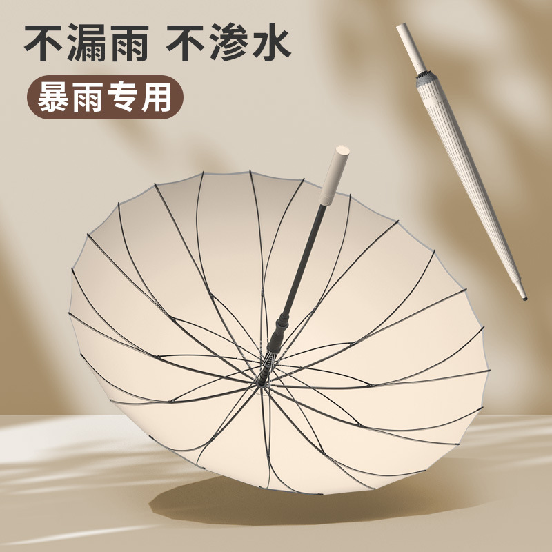 One-Piece Long-Handle Umbrella Wholesale, Extra-Large Double-Layer 24-Rib Golf Umbrella, Large Size, Storm-Resistant, Logo-Printed, Enlarged and Thickened