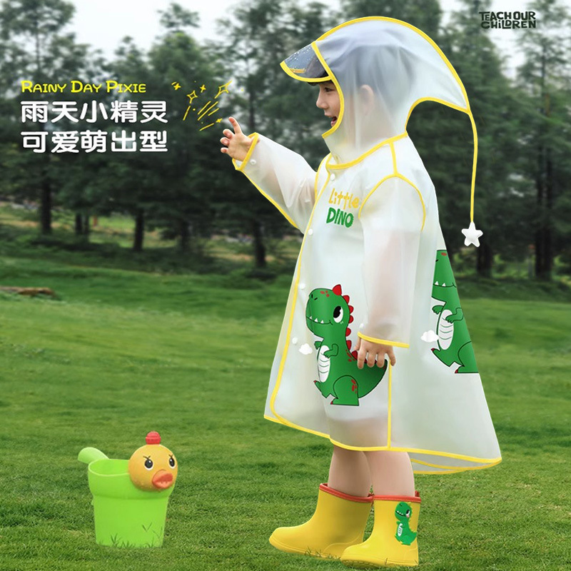 Children's Raincoat for Boys and Girls, Kindergarten-Specific, One-Piece Rain Poncho with Hood, Waterproof, for School Use