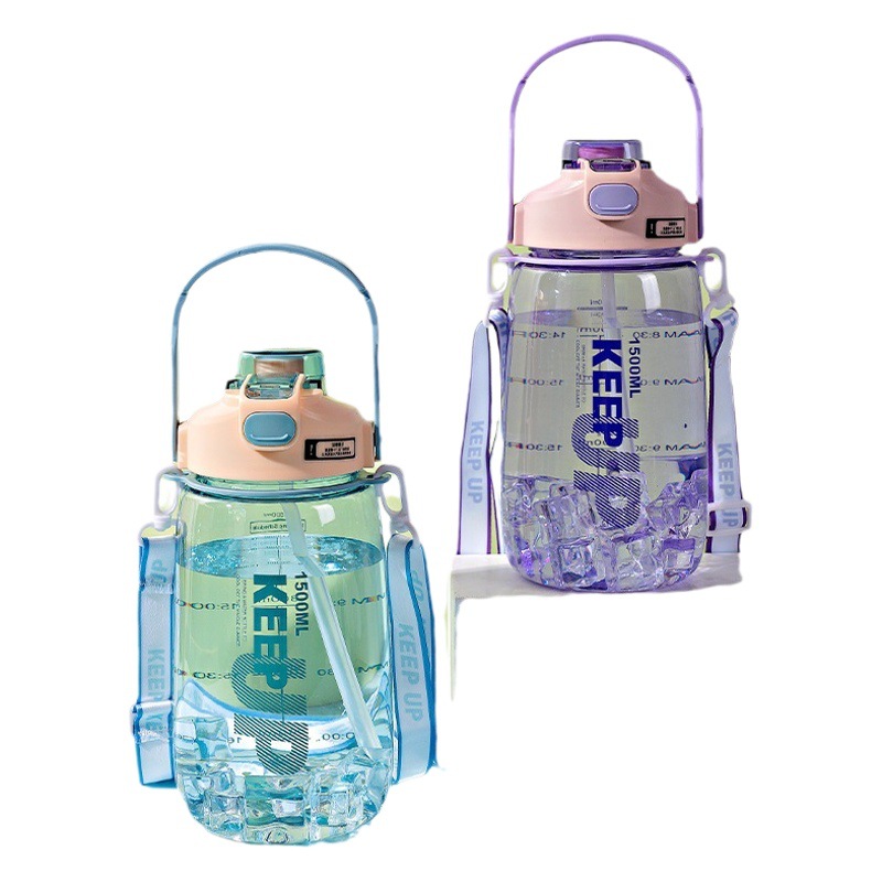 Mingtong Comercio exterior gran gradiente Internet celebridad espacio taza PC plástico estudiante taza al aire libre doble bebida portátil deportes taza