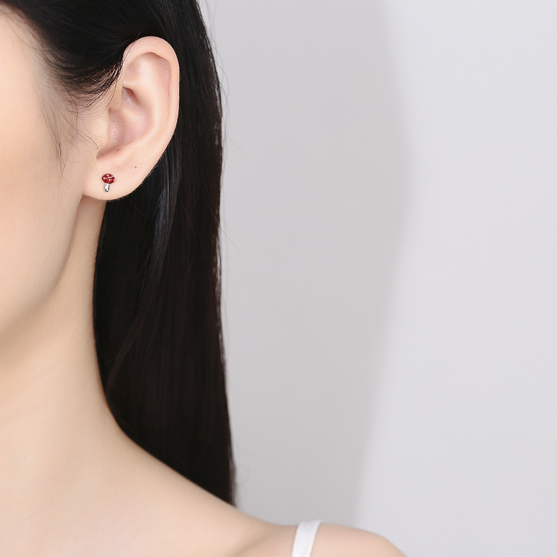 925 Sterling Silver Mushroom Personalized Earrings