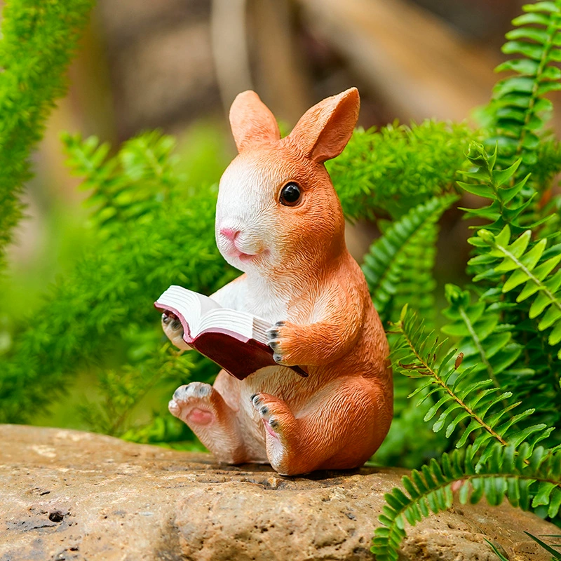 Cartoon realistic travel rabbit, micro landscape